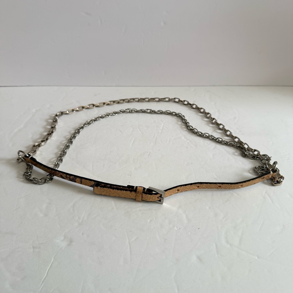 Elegant Tan and Silver Chain Belt